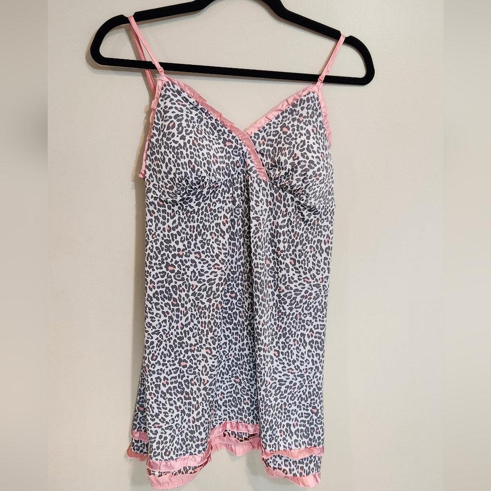 Jenni by Jennifer Moore Intimates Animal Print Chemise with Pink Trim